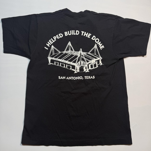 Screen Stars Best Other - Vintage I Helped Build The Dome Shirt Mens Medium Black Pocket San Antonio Tee